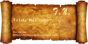 Toldy Nándor névjegykártya